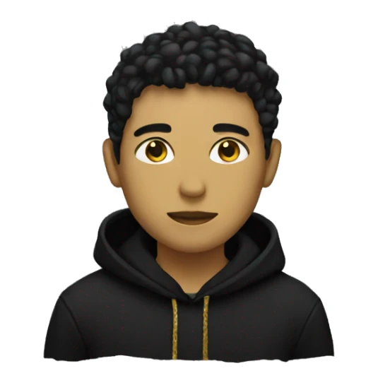 Person wearing black clothes with gold scribble graffiti sticker