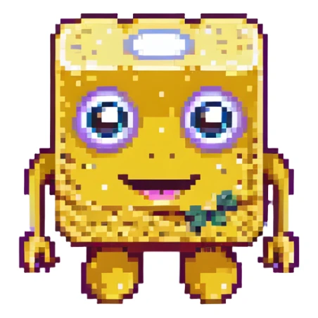 yellow sponge character with big eyes and a smile, inspired by SpongeBob sticker