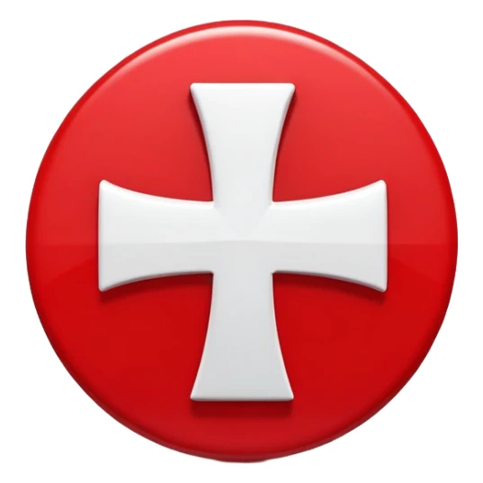 Red circular cross icon, white X symbol in center, glossy 3D button style, smooth surface, soft shadow, minimal design, centered composition, high resolution sticker