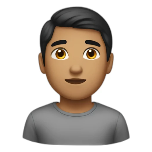 A boy with thick straight heavier hair,Sienna skin,dark eyebrown sticker