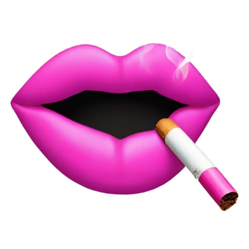 Neon pink lips are blowing smoke, and a cigarette is in her mouth sticker