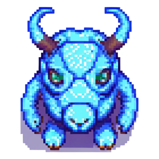 quirky pixel art creature inspired by the phrase فبلبارادادلد, blocky and vibrant, no text sticker