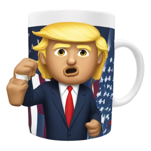 trump drinking from a trump mug sticker