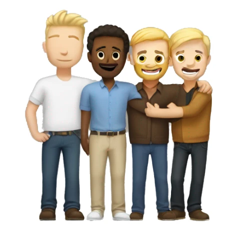 white men hugging, a blond short men and a brown tall men  sticker