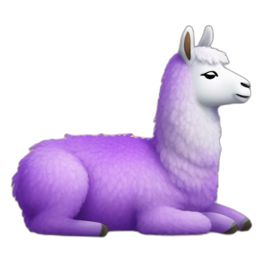 a purple llama with gradient white spots and a yellow carpet on its back is sleeping sticker