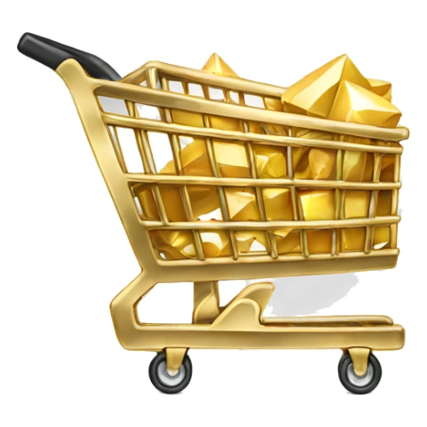 shopping cart made with gold, diamonds sticker