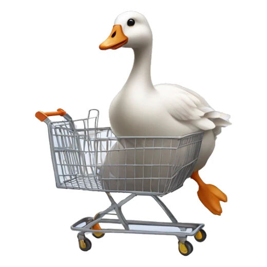 Goose with a shopping cart in hands sticker