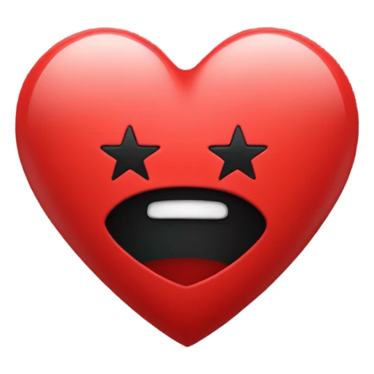 Red heart with black star in center  sticker