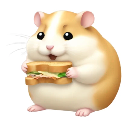 Fat hamster eating sandwiches  sticker