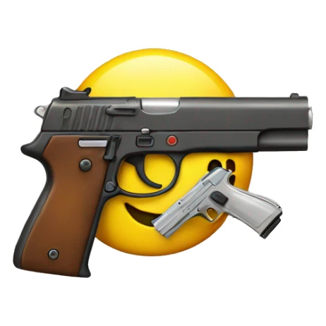 Smiley face emoji with fake gun sticker
