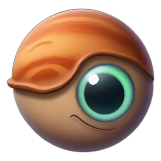 planet Mars with a cartoon snail face with raised eyebrow sticker