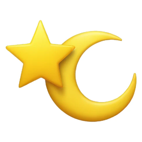 yellow star hanging from end of yellow crescent moon sticker