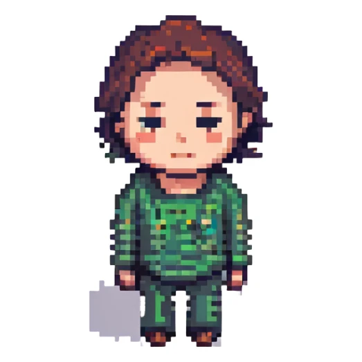 a sad and lost looking man, pixel art style, minimal details sticker