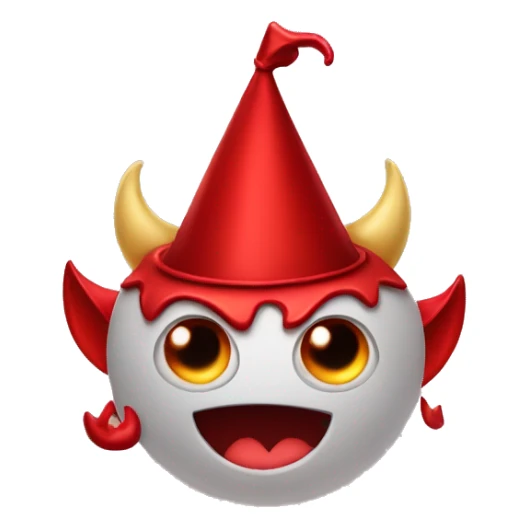 Devil emoji with party hats instead of horns sticker
