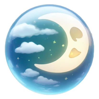 Cloud in a glass sphere with a glowing moon in the middle sticker
