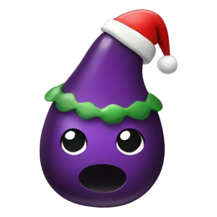 Eggplant wearing Christmas hat sticker