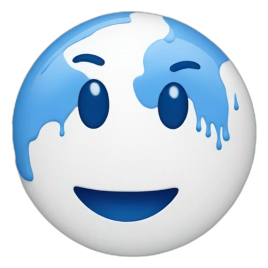 Emoji happy face with paint blue and white  sticker