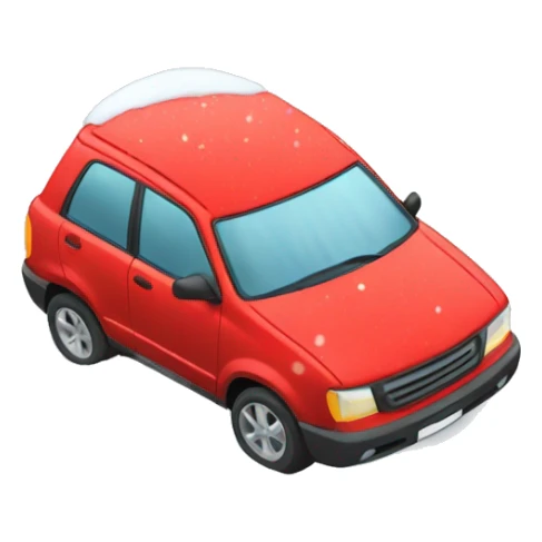red car in the snow sticker