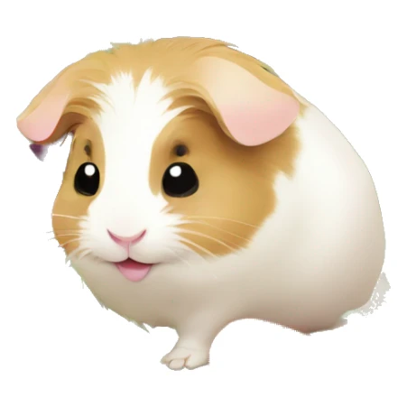 Guineapig eating a huge pile of veggies and fruit sticker