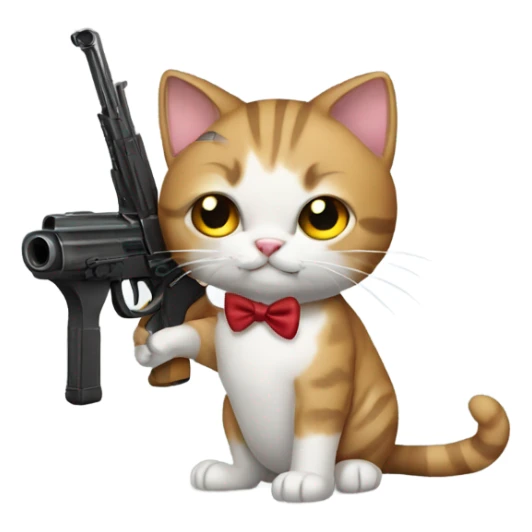 cat with a gun and a bow sticker