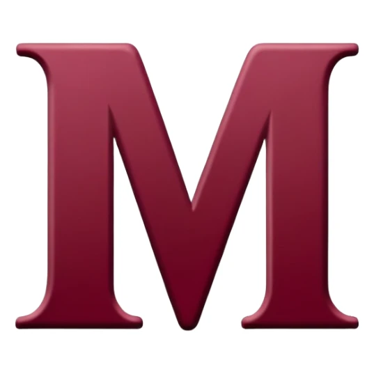 Letter M in maroon color sticker