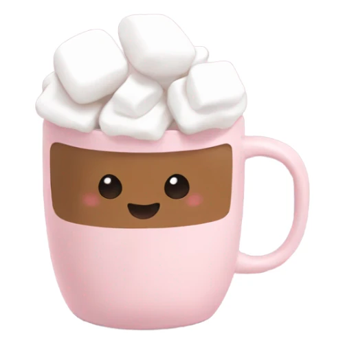 Light Pink mug of hot chocolate with marshmallows  sticker