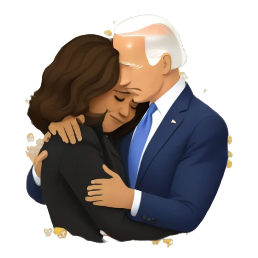 Joe Biden and Kamala Harris hugging in sadness  sticker