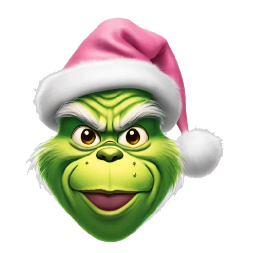 The grinch with a pink Christmas hat sticker
