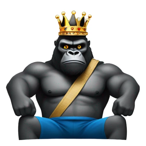 king kong with crown holding barber eqiptment in both hands sticker