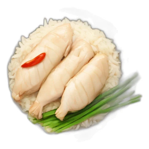 hainan chicken rice with a frown sticker