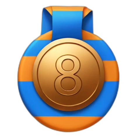 a bronze medal for 1st place with "8th B" on it sticker
