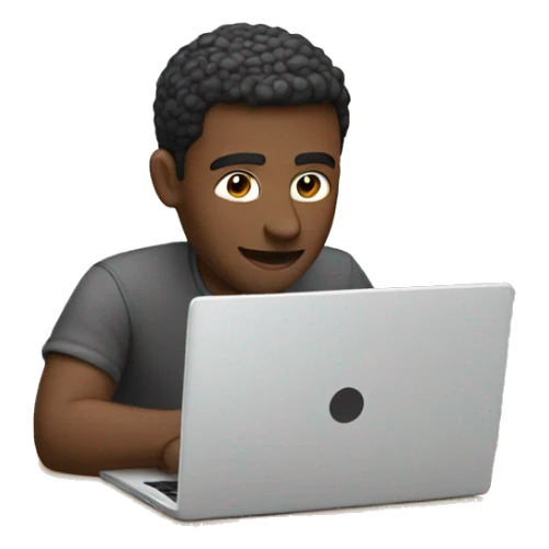 man working on laptop with #FFDFC4 skin tone sticker