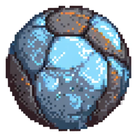 Mercury planet emoji, round, rocky gray ball with visible pitted marks, pixel art style sticker