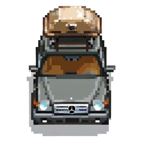 black Mercedes Benz car with roof tent sticker