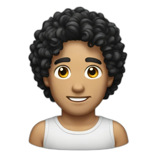 man informal cloth tanned black curly hair black eyes sticker