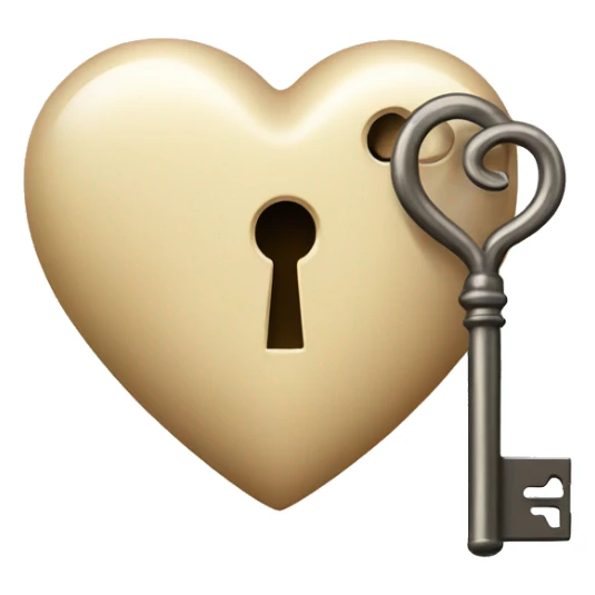 vintage beige heart-shaped lock and key sticker