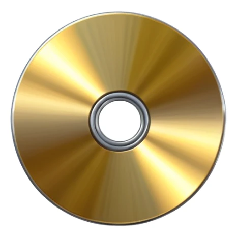 metallic disc emoji, brushed chrome surface, clean geometry, futuristic minimal 3D style, isolated on white sticker