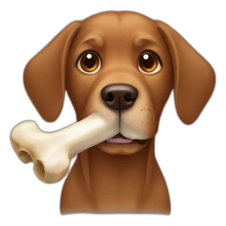 brown dog with a bone in his mouth sticker