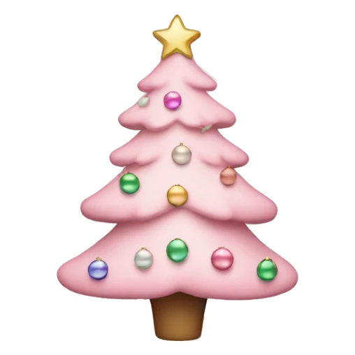 Light pink Christmas tree with pastel ornaments and lights  sticker
