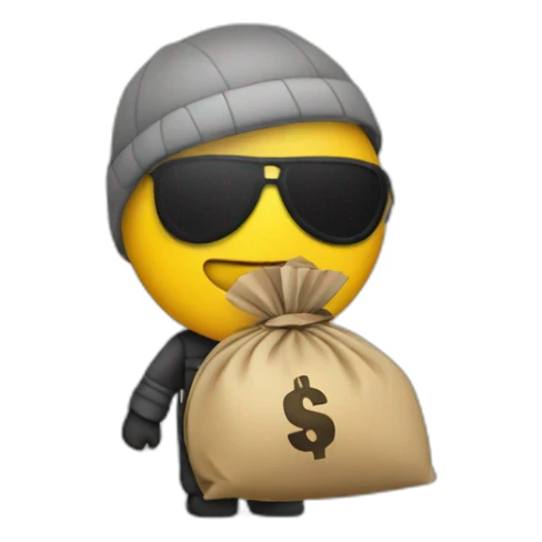 rober with money bag sticker