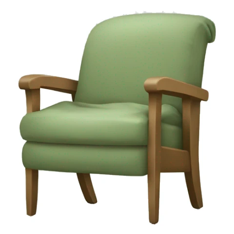 Beige Armchair with Sage green blanket and book sticker