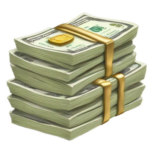 10k stack of cash with gold band sticker