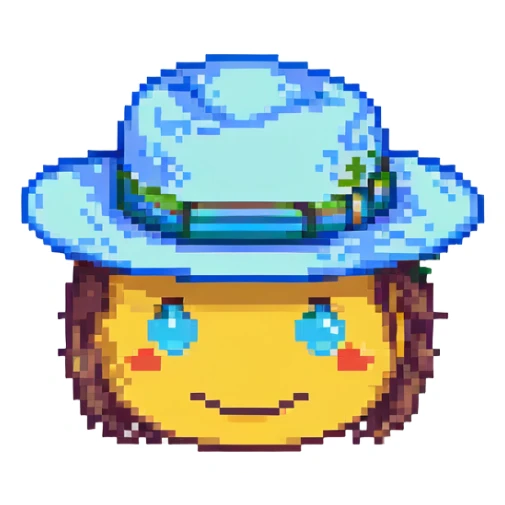 emoji head in blue panama hat sticker