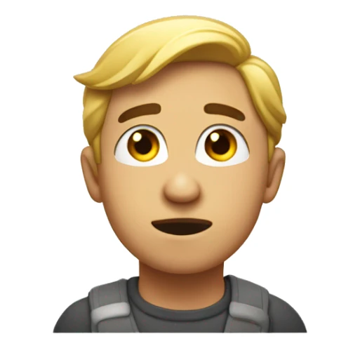 shoulder shrug, careless look, little smile, no teeth sticker