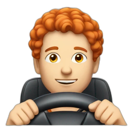 a adult with red hair driving a car sticker