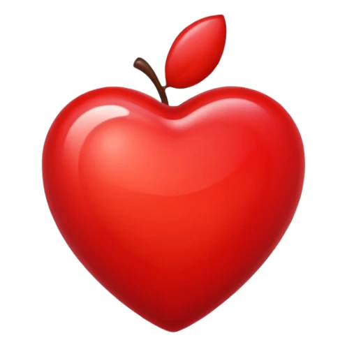 red heart emoji, glossy and vibrant, apple style sticker