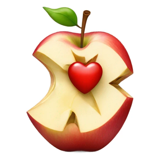 apple with a bite taken out of it but with a heart-shaped bite sticker