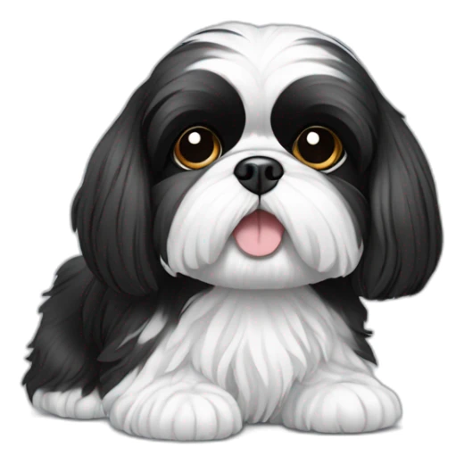 Black and white only shih tzu wearing shoes on paws sticker