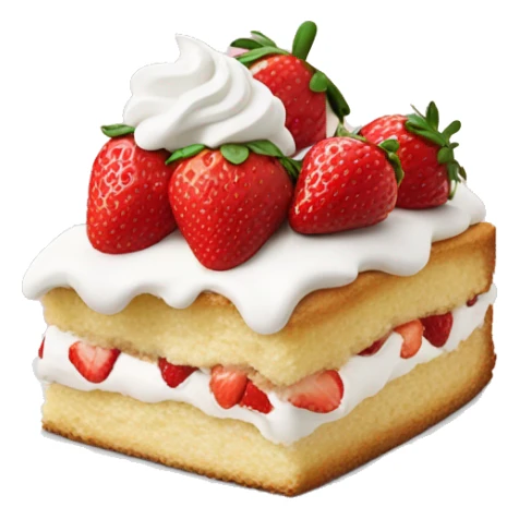 A slice of strawberry shortcake with lots of white icing sticker