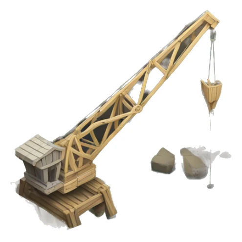 medieval wooden crane into stone pit sticker